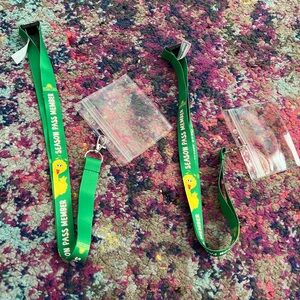 Green 'Season Pass Member' Lanyard with Clear ID Holders New set of 2